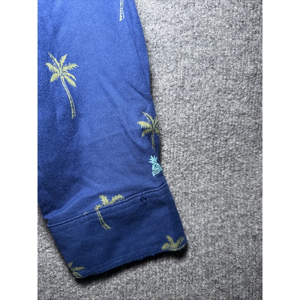 Chubbies Men's Blue Palm Tree Print Button Down Long Sleeve Shirt Large - Picture 4 of 7